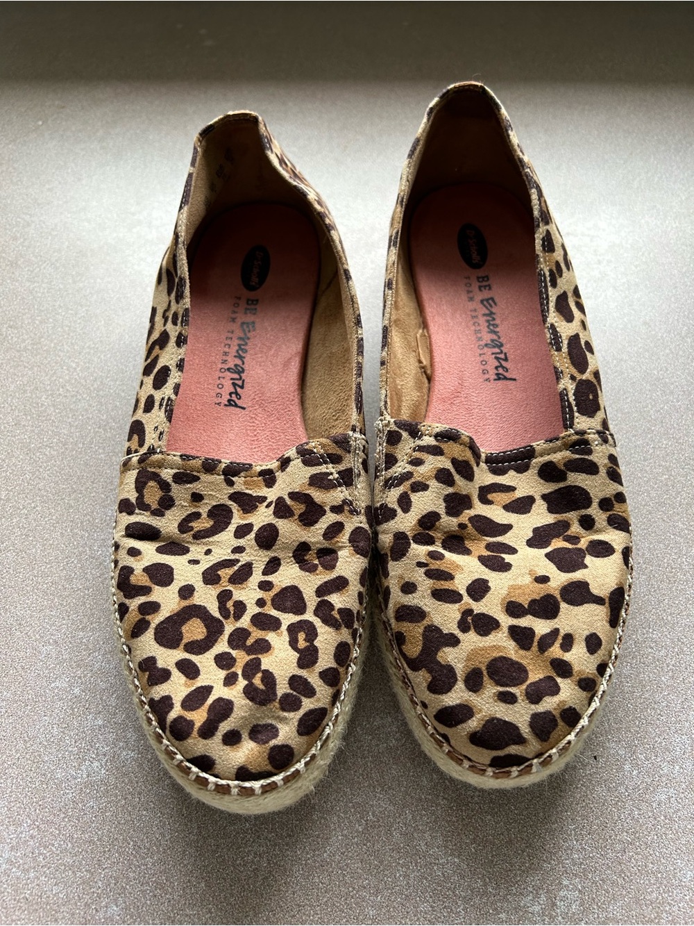 Dr. Scholl's Leopard Espadrille Slip-On Flats - Tan and Brown